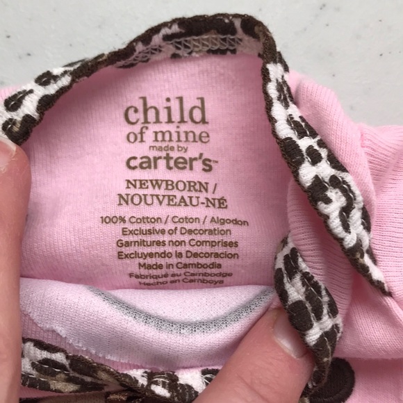 CARTER’S Onesie Monkey Face Leopard Print Snaps - Picture 4 of 6